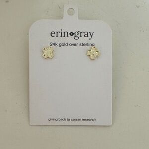 Gold Cross Stud Earrings